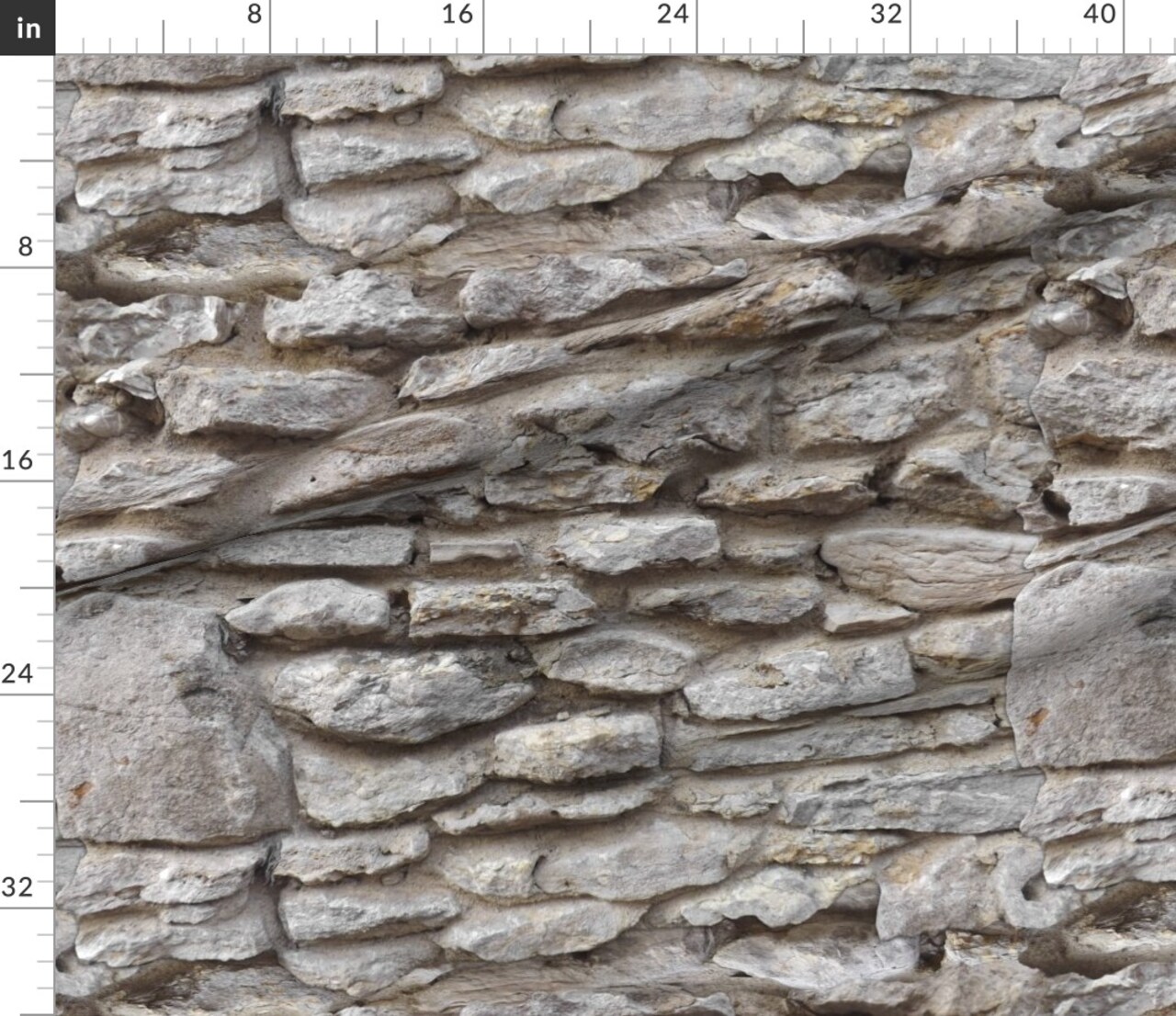Faux Stone Rock Wall Custom Printed Fabric by Spoonflower Various Fabrics by the Yard or Fat Quarter